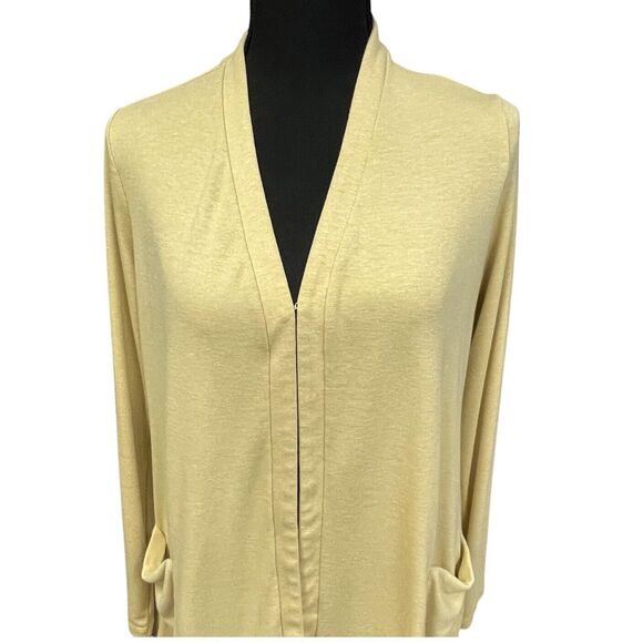 LOGO Cardigan Mustard Yellow With Ruffle Hem & Pockets Long Sleeves - Picture 2 of 10